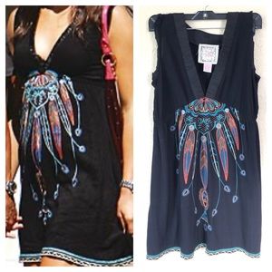 Flying Tomato Black Embroidered Sleeveless Dress L